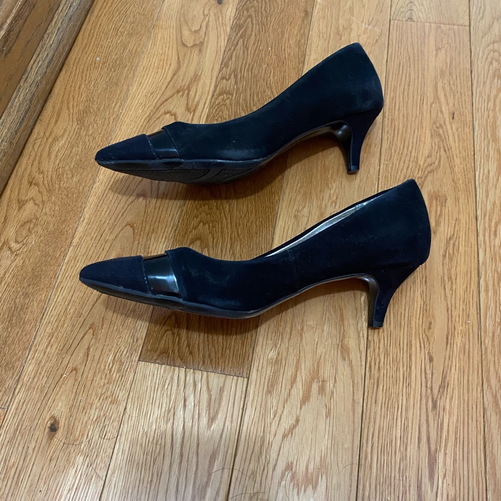 Black suede kitten heels